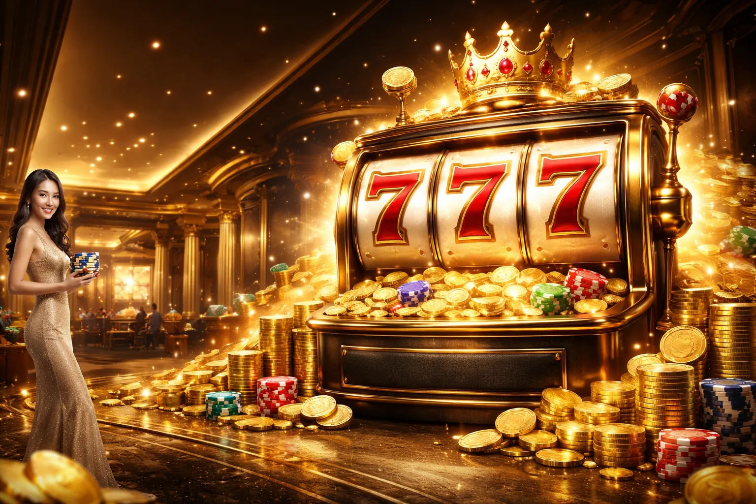 Hình ảnh máy đánh bạc với giải jackpot rực rỡ